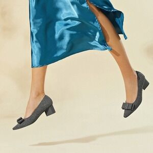 VIVAIA Pointed-Toe Bow Heels‎ Gray size EU/38 US/7-7.5